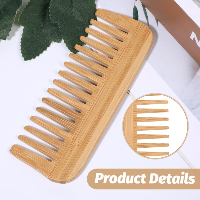 Gtziqa 2 PCS Bamboo Wide Tooth Comb, Wooden Wide Toothed Combs Large Hair Detangling Comb No Handle Detangler Combs Prevents Tangle & Anti Static for Curly, Straight, Wavy, Long, Thick Hair for Men or Women - Image 3
